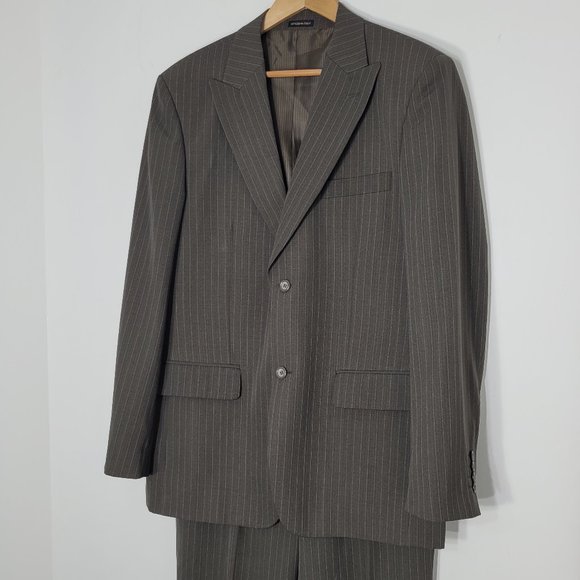 Cigliano Collezione Italy Men's Green Brown Striped Blazer Suits Pants Set W34 - Picture 2 of 16